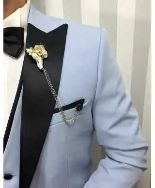 Smoking uomo con gilet - Grigio chiaro - Monopetto