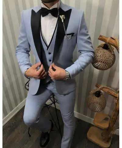 Smoking uomo con gilet - Grigio chiaro - Monopetto