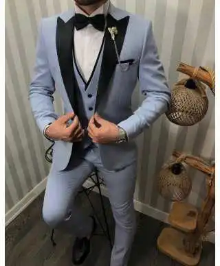 Smoking uomo con gilet - Grigio chiaro - Monopetto