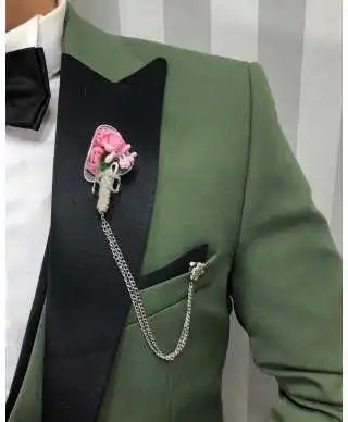 Smoking uomo con gilet - Verde salvia - Monopetto