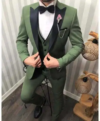 Smoking uomo con gilet - Verde salvia - Monopetto