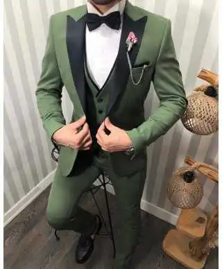 Smoking uomo con gilet - Verde salvia - Monopetto