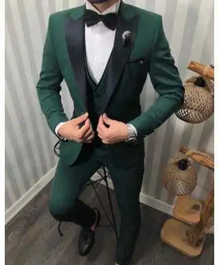Smoking uomo con gilet - Verde bottiglia - Monopetto, modello Stoccolma