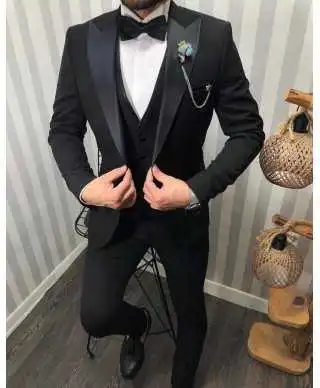 Smoking uomo con gilet - Nero - Monopetto, modello Stoccolma