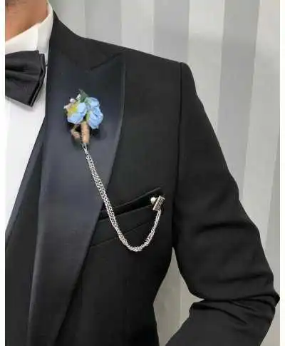 Smoking uomo con gilet - Nero - Monopetto, modello Stoccolma