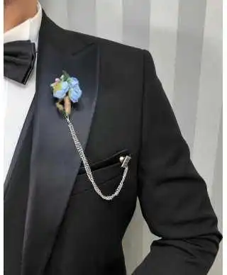 Smoking uomo con gilet - Nero - Monopetto, modello Stoccolma