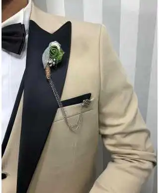 Smoking uomo con gilet - Color crema - Monopetto