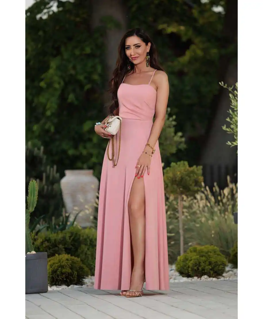 Vestito lungo elegante con schiena scoperta - Nathalie - Abiti da cerimonia semplici - Gogolfun.it