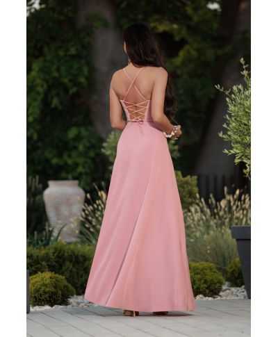 Vestito lungo elegante con schiena scoperta - Nathalie - Abiti da cerimonia semplici - Gogolfun.it