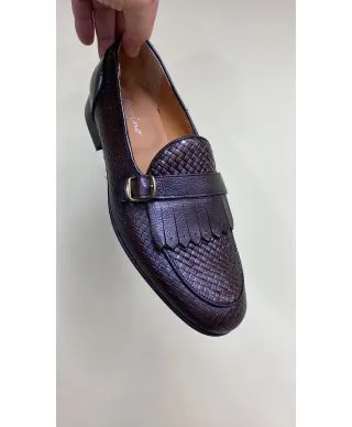 Mocassini uomo marroni - Vera pelle intrecciata - Made in Italy