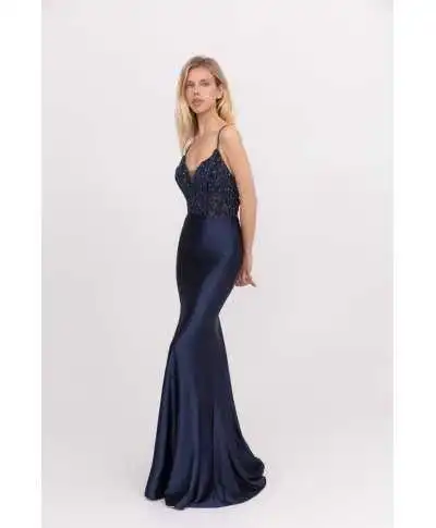 Vestito da cerimonia a sirena con schiena scoperta - Blu - Abiti da cerimonia e diciottesimo compleanno - Gogolfun.it