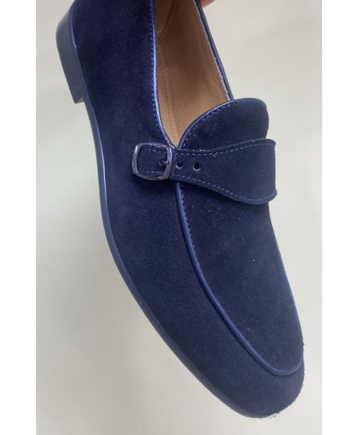 Mocassini uomo blu - Vera pelle scamosciata - Made in Italy