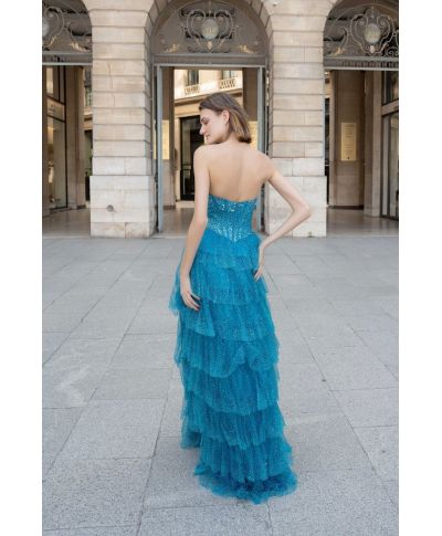 Abito elegante con corpetto decorato, turchese - Abiti da diciottesimo compleanno - Gogolfun.it