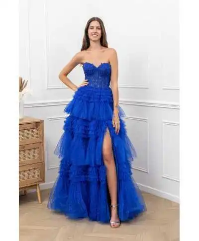 Vestito da cerimonia con gonna ampia, blu