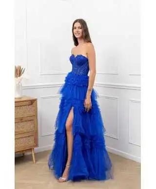 Vestito da cerimonia con gonna ampia, blu
