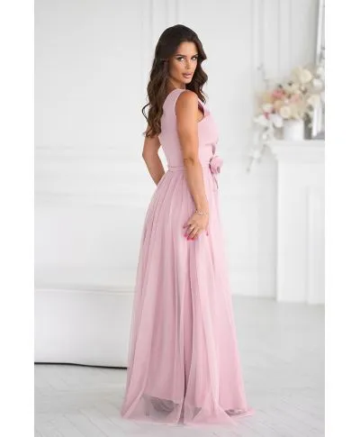 DŁUGA SUKIENKA Z PASKIEM Z RÓŻYCZKĄ