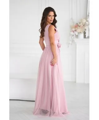 DŁUGA SUKIENKA Z PASKIEM Z RÓŻYCZKĄ