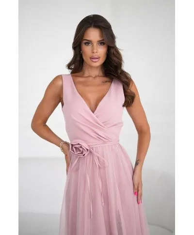 DŁUGA SUKIENKA Z PASKIEM Z RÓŻYCZKĄ