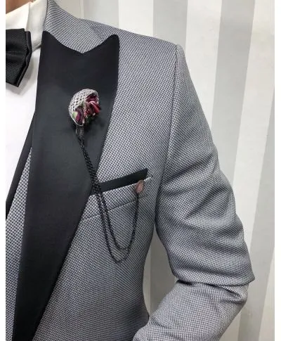 Smoking uomo con gilet - Color grigio medio - Monopetto