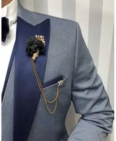 Smoking uomo petrolio - con gilet Rever blu