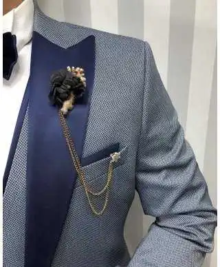 Smoking uomo petrolio - con gilet Rever blu