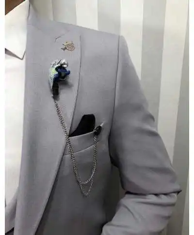 Abito uomo grigio, con gilet doppiopetto