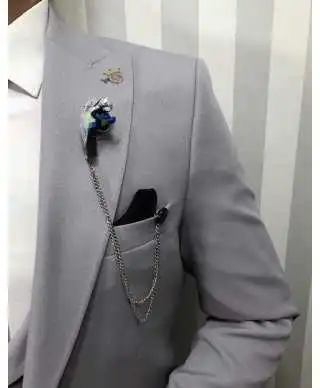 Abito uomo grigio, con gilet doppiopetto