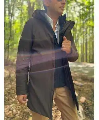 Parka uomo marrone con pettorina staccabile