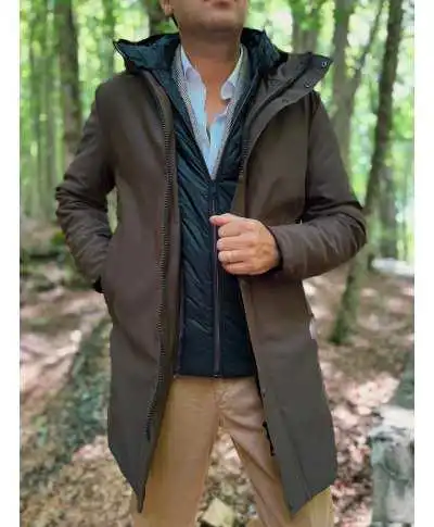 Parka uomo marrone con pettorina staccabile - Giubbotti invernali, tecnici, sportivi - Gogolfun.it
