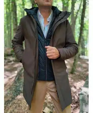 Parka uomo marrone con pettorina staccabile - Giubbotti invernali, tecnici, sportivi - Gogolfun.it