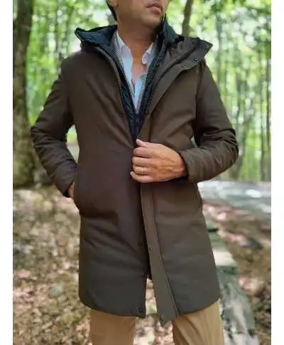 Parka uomo marrone con pettorina staccabile