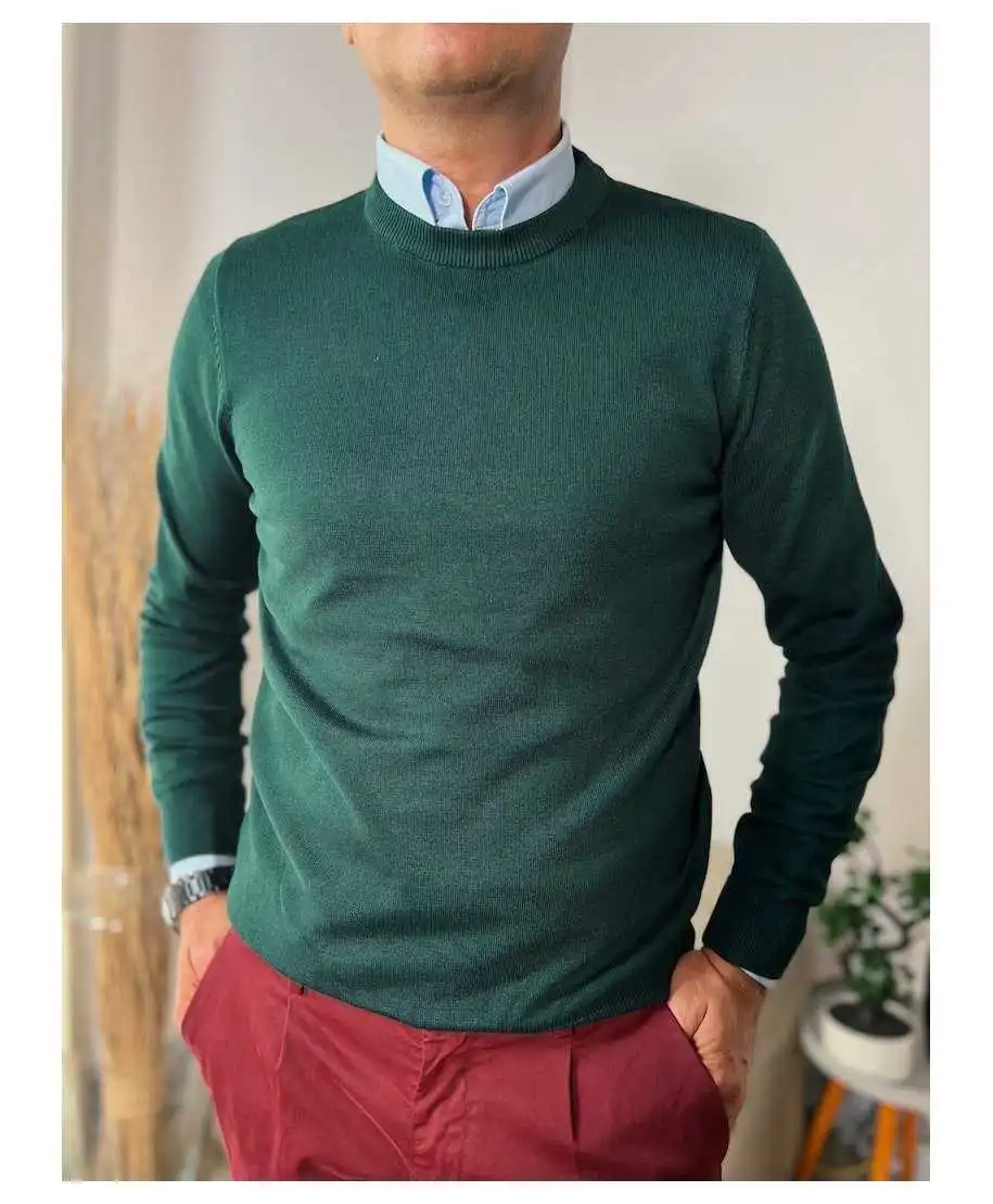 Maglioncino girocollo verde - Sottogiacca - Maglioni uomo, girocollo, dolcevita, invernali - Gogolfun.it
