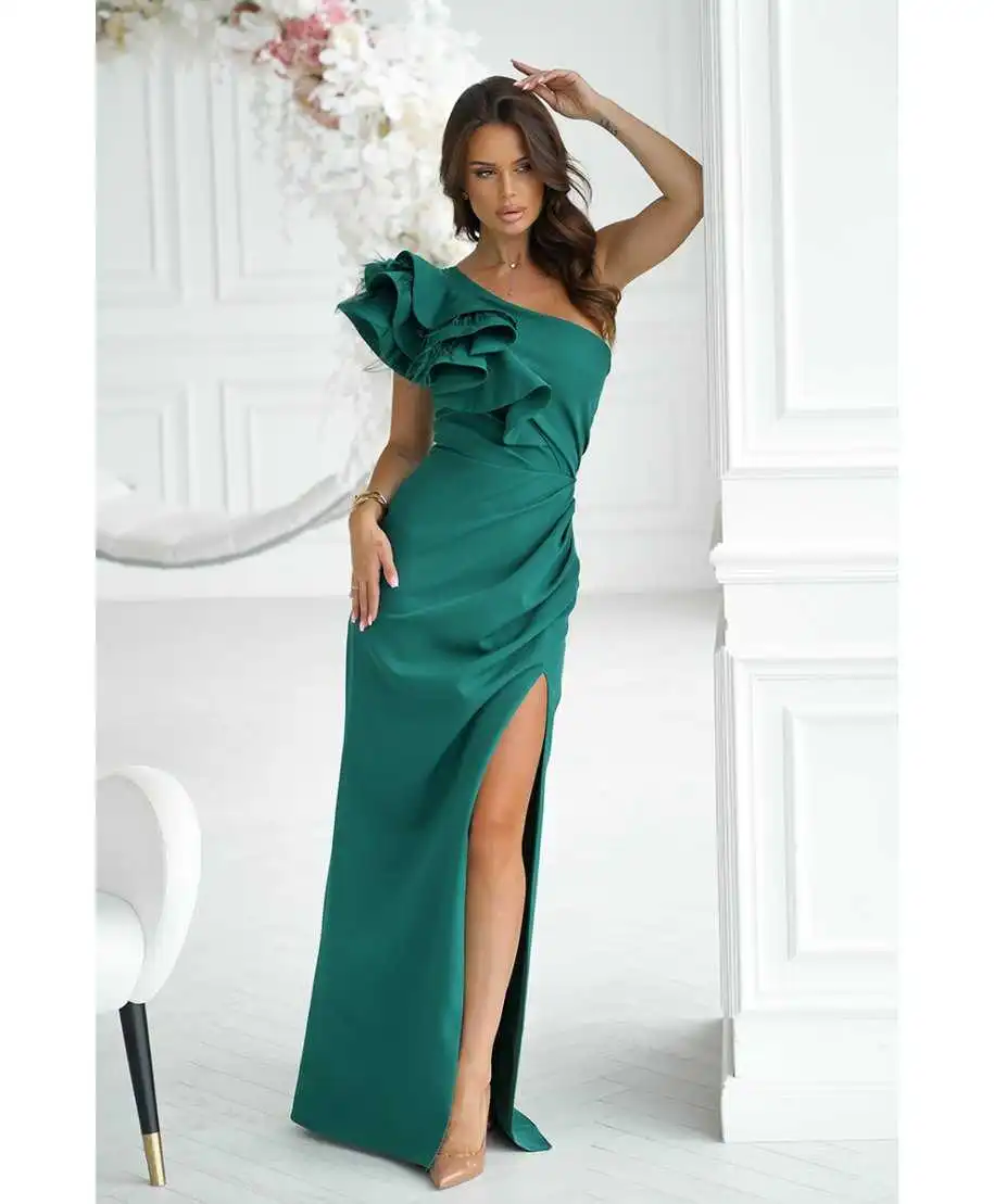 Vestito lungo elegante a sirena, verde -Fiora - Abiti da cerimonia gogolfun.it