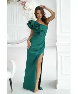 Vestito lungo elegante a sirena, verde -Fiora - Abiti da cerimonia gogolfun.it