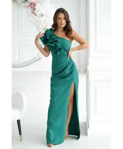 Vestito lungo elegante a sirena, verde -Fiora - Abiti da cerimonia gogolfun.it