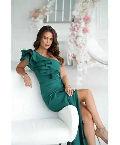 Vestito lungo elegante a sirena, verde -Fiora - Abiti da cerimonia gogolfun.it