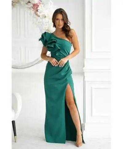 Vestito lungo elegante a sirena, verde -Fiora - Abiti da cerimonia gogolfun.it