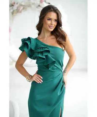 Vestito lungo elegante a sirena, verde -Fiora - Abiti da cerimonia gogolfun.it