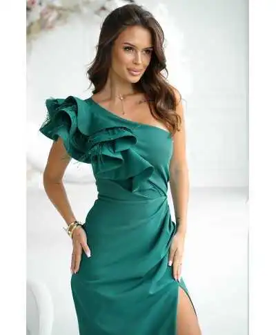Vestito lungo elegante a sirena, verde -Fiora - Abiti da cerimonia gogolfun.it