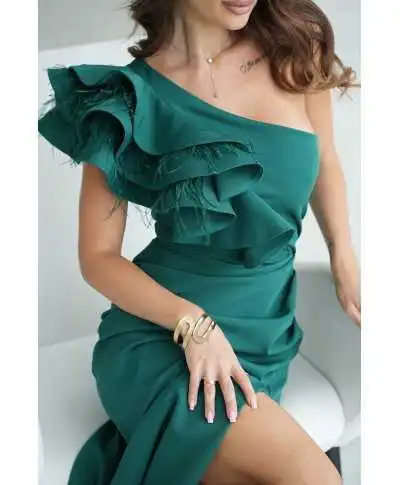 Vestito lungo elegante a sirena, verde -Fiora - Abiti da cerimonia gogolfun.it