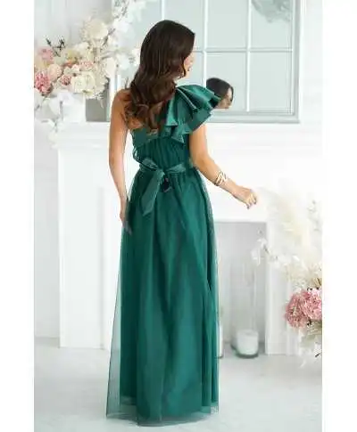 Abito da cerimonia verde mono spalla - Vivi - Abiti da cerimonia donna - Gogolfun.it