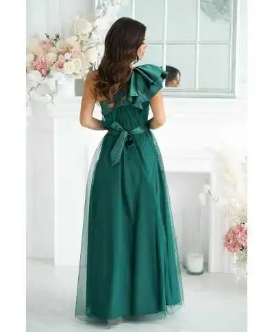 Abito da cerimonia verde mono spalla - Vivi - Abiti da cerimonia donna - Gogolfun.it
