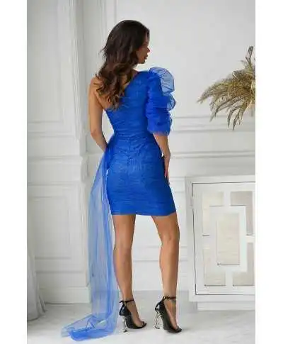 Tubino corto monospalla blu acceso - Mini - Vestiti corti eleganti - Gogolfun.it