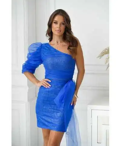 Tubino corto monospalla blu acceso - Mini - Vestiti corti eleganti - Gogolfun.it