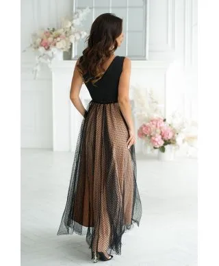 DŁUGA SUKIENKA Z PASKIEM Z RÓŻYCZKĄ