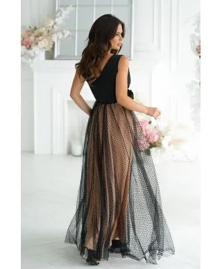 DŁUGA SUKIENKA Z PASKIEM Z RÓŻYCZKĄ