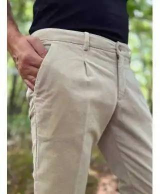 Pantaloni uomo panna in velluto liscio - Paul Miranda - Pantaloni uomo sportivi, eleganti, chinos - Gogolfun.it