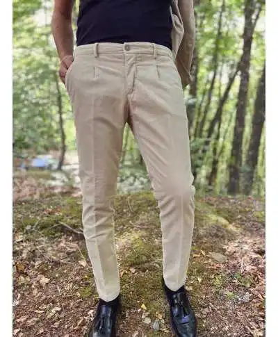 Pantaloni uomo panna in velluto liscio - Paul Miranda
