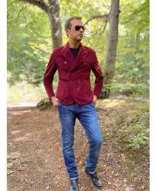 Giacca uomo doppiopetto bordeaux in velluto - Paul Miranda - Giacche uomo sportive, eleganti, particolari - Gogolfun.it