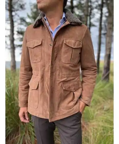 Giubbotto uomo modello Sahariana - Cammello - Giubbotto Vera Pelle
